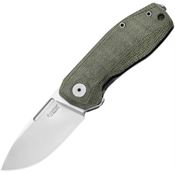 LionSTEEL NA01CVG NANO Framelock Knife Green Micarta Handles