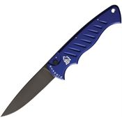 Piranha 1BT Auto Tactical Button Black Knife Blue Handles