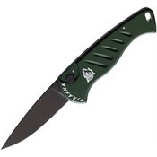 Piranha 2GT Auto Fingerling Black Button Lock Knife Green Handles