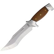 Rough Rider 2317 Bowie Satin Fixed Blade Knife G10 Brown Handles