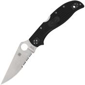 Spyderco 258PSBK Stretch 2 XL Part Serrated Lockback Knife Black Handles