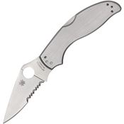 Spyderco 261PS Uptern Part Serrated Lockback Knife Brushed Handles