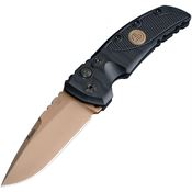 SIG 36130 Auto EX-A01 Dark Earth Drop Point Button Lock Knife Black G10 Handles