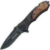 Tac Force 606WS Rescue Assist Open Linerlock Knife with Wood Handles