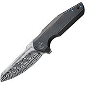 WE 21017DS1 StarHawk Damascus Framelock Knife Black Handles