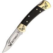 Yellowhorse 362 Butterfly Custom Buck 112 Lockback Knife Ebony Wood Handles