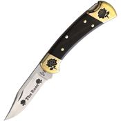 Yellowhorse 392 Rose Artwork Custom Buck 112 Lockback Knife Ebony Wood Handles