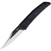 CMB 09B Zetsu Black Stonewashed Linerlock Knife Carbon Fiber Handles