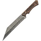 Damascus 1300 Celtic Sailor's Seax Damascus Fixed Blade Knife Brown Handles