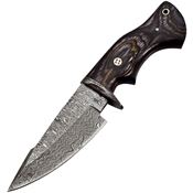 FH MLK004 Damascus Fixed Blade Knife Black/Gray Handles