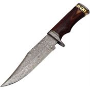 FH HZBW001 Damascus Bowie Fixed Blade Knife Brown Handles