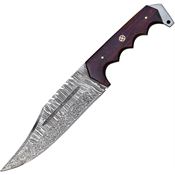 FH CPBW001 Damascus Bowie Fixed Blade Knife Brown Handles