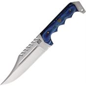 FH CPBW002 Bowie Wood Satin Fixed Blade Knife Blue Handles