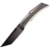 Kansept 1035T2 Naska Black Stonewashed Tanto Framelock Knife Black Handles