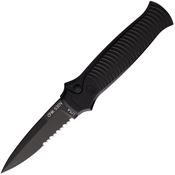 Piranha P6BKTS Auto Bodyguard Button Lock Serrated Black Knife Black Handles