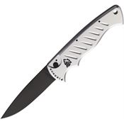 Piranha P1ST Auto Button Lock Black Knife Silver Handles