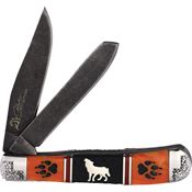 Roper 411 Yellowhorse Wolftrax Trapper Knife Orange Spiny Oyster/Red jasper/Black Stone Handles