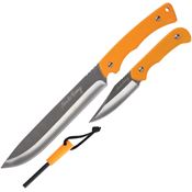 Schrade P1183293 Uncle Henry Satin Fixed Blade Set Orange Handles