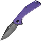 SenCut 02D Actium Black Stonewashed Linerlock Knife Purple Handles