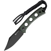 SenCut 11C Waxahachie Black Fixed Blade Knife Green Micarta Handles