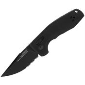 SOG 15380857 Auto Sog-Tac Com AU-XR Lock Serrated Black Drop Point Knife Black Handles