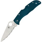 Spyderco 243FSK390 Endela Serrated Lockback Knife Blue Handles