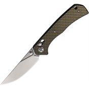 S-TEC S023 Axis Lock Satin Folding Knife Gold Handles