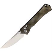 S-TEC S024 Axis Lock Satin Folding Knife Gold Handles