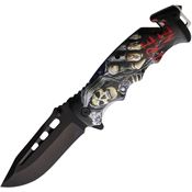 S-TEC 2716324 Assist Open Linerlock Knife with Grim Reaper Handles