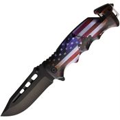 S-TEC 2716322 Assist Open Linerlock Knife with American Flag Handles