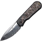 WE 21033DS1 Baloo Damascus Framelock Knife Carbon Fiber Handles