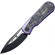 WE 210333 Baloo Black Stonewashed Framelock Knife Purple/Carbon Fiber Handles