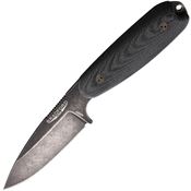 Bradford 35S101N Guardian 3.5 Sabre Black Stonewash Fixed Blade Knife Black Handles