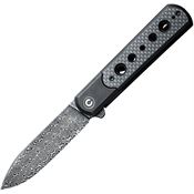 Civivi 20040DDS1 Banneret Damascus Framelock Knife Carbon Fiber Handles