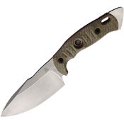 Fobos 038 Alaris Stonewash Fixed Blade Knife Green Handles