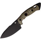 Fobos 039 Alaris Black Fixed Blade Knife Green Micarta Handles