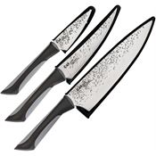 Kai 0370 Luna Three Piece Kitchen Set Carbon Knife Black/Gray Handles