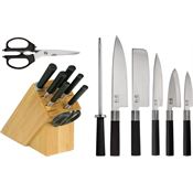 Kai WSB0800 Wasabi 8 Pc Fixed Blade Knife Set Black Handles