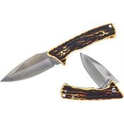 Schrade P1183275 Uncle Henry Satin Fixed Blade Knife Gift Set Staglon Handles