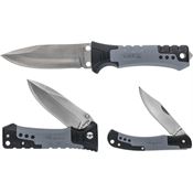 Schrade P1183279 Uncle Henry Satin Fixed Blade Knife Gift Set Black/Gray Handles