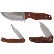 Schrade P1183286 Uncle Henry Satin Fixed/Folder Knife Set Brown Handles