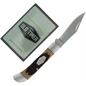 Schrade P1188049 Old Timer Satin Folding Knife Brown Handles/Card Combo