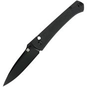 Artisan 1856PMBK Andromeda Button Lock Black Knife Black Handles