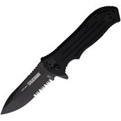 Blackhawk 15PM211BK Point Man Assist Open Part Serrated Linerlock Knife Black Handles