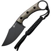 Civivi 20059B3 Midwatch Black Stonewash Fixed Blade Knife Green Handles