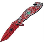 China Made 300568RD Spider Web Assist Open Linerlock Knife Red