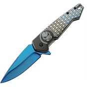 China Made 300578BL Predator Framelock Knife A/O Blue Handles
