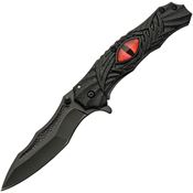 China Made 300579 Dark Eye Framelock Knife Black Handles