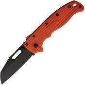 Demko AD205F26B AD 20.5 Shark-Lock Black DLC Folding Knife Orange Handles