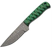 Damascus 1290GN Exotic Hunter Damascus Fixed Blade Knife Green Handles